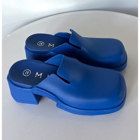 E8 By Miista Blissa Mule Slip On Rubber Clog Heels in Blue Size 36 NEW $265 - Picture 5 of 7